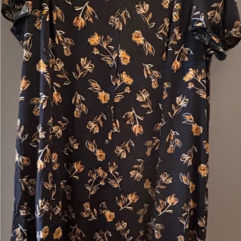 J. Jill Black Dress with Gold Floral Design
